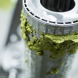 Detail of inner filtration slotted sieve in Hops Master (cold hopping device)