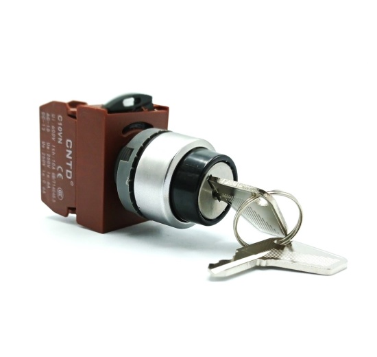 STOP central button with key, black