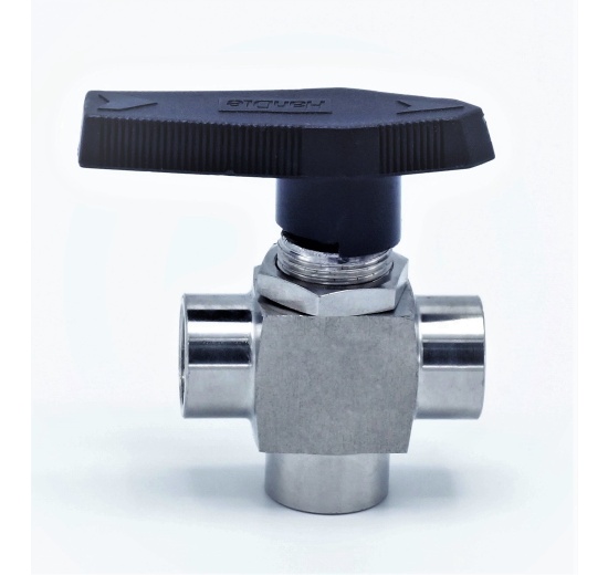MINI Stainless Steel Ball Valve, Three- way, Threaded |1/4”