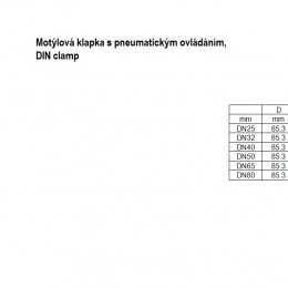 diameters of pneumatically operated butterfly valve