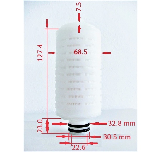 diameters of the filtrating cartridge
