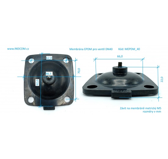 Diaphragm Silicone (VMQ) for the valve DN40