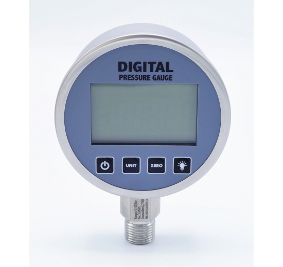 Digital pressure gauge with bottom (radial) connection, dial 100mm | -1/ 25 bar (1/2")
