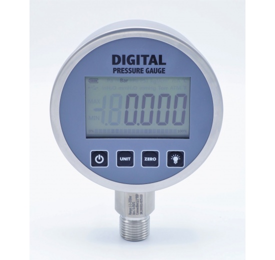 Digital pressure gauge with bottom (radial) connection, dial 100mm  -1/ 25 bar (1/2")