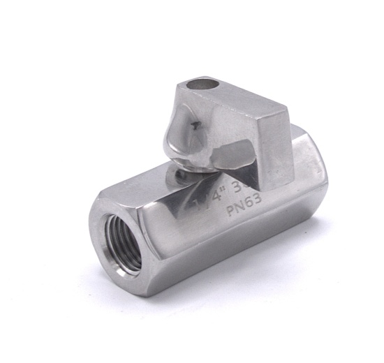 MINI nerezový kulový kohout s redukovaným průtokem, jednodílný, závitový, nerez páčka | 1/4” stainless steel lever