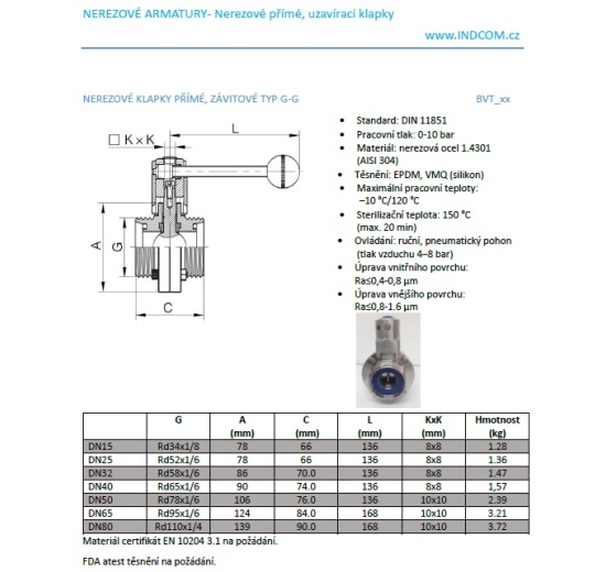 Stainless Steel Butterfly Valve, Threaded, DN65 type G-G