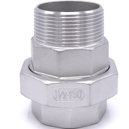 Stainless Steel Union Thread, / flat seal / type 316 6/4"