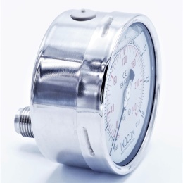 Stainless steel pressure gauges - the back (axial) connection, dial 100 mm | 0 - 16 bar (1/2")