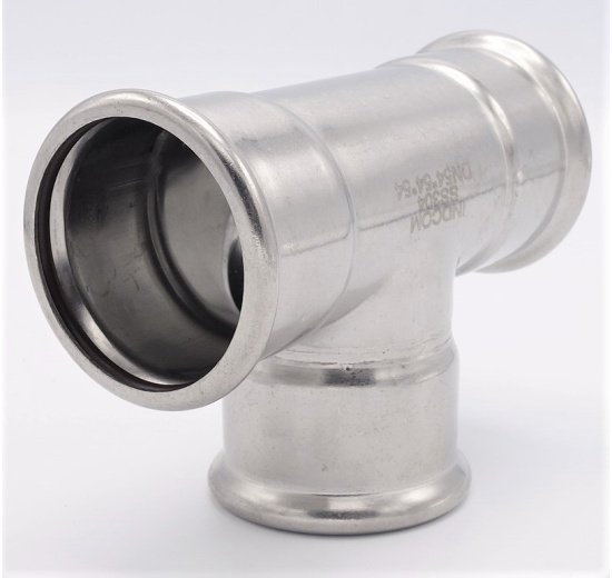 T Piece, Press Fittings, F/F/F 54 mm, stainless steel