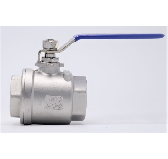 Stainless steel ball valve with full bore, two- piece, threaded, 1 1/2”
