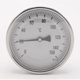 All-stainless steel bimetal thermometer with immersion shaft, threaded | 0-150℃ (1/2”) 200 mm