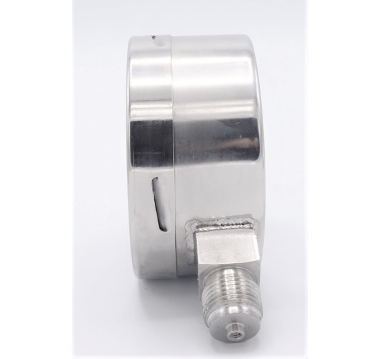 Edelstahl-Manometer - Anschluss unten (radial), Zifferblatt 100 mm 0 - 16 bar (1/2")