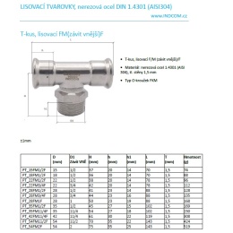 T Piece, Press Fittings F/M (external thread) /F