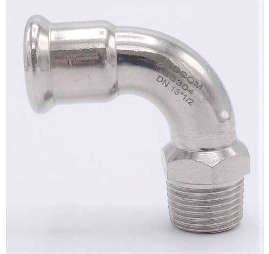 Elbow 90°, Press Fittings, F/external thread 18 mm_1/2"