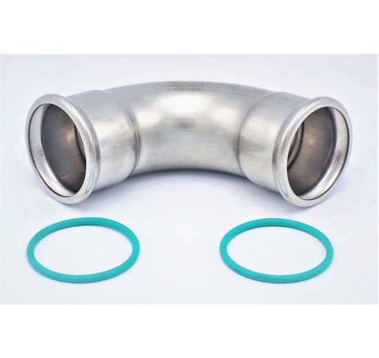 Elbow 90°, Press Fittings, F/F 54 mm, with O-rings FKM