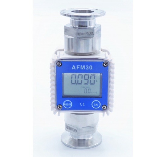 Electronic turbine flow meter with LCD display se závitovými adaptéry CLAMP