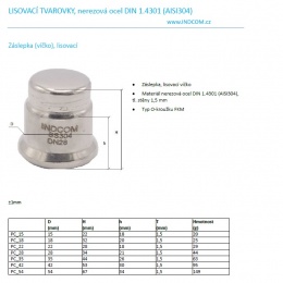 End Cap Press Fittings, Stainless Steel