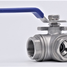 Stainless ball valve, three- way, threaded | 3/4”