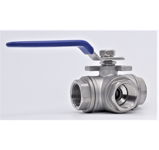 Stainless ball valve, three- way, threaded | 3/4”