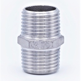 stainless steel Barrel Nipple With Hexagon / type 340, 1/2"