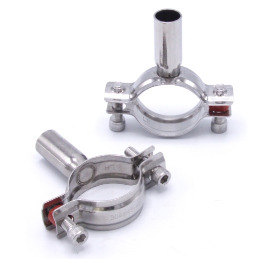 Pipe Clamp without Rubber, two screws, stainless steel DIN 1.4301_ 45-48 mm