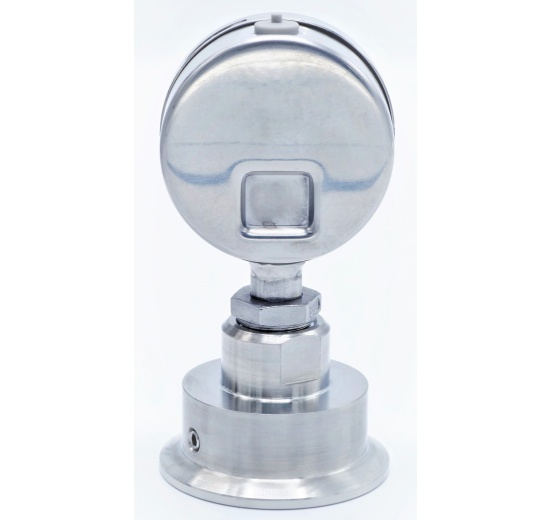 manometr s oddělovací membránou, rozsah měření 0-10 bar, clamp límeček 64 mm, číselník tlakoměru 63 mm