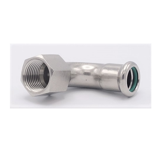 Koleno 90°, lisovací, F/závit vnitřní 15 mm_1/2", nerezová ocel