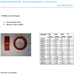 Gasket Silicone (VMQ) For Stainless Steel Butterfly Valves | DN50