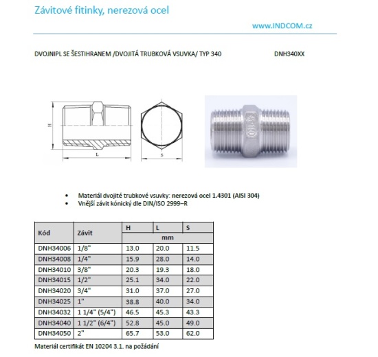 type 340 barrel nipple_data sheet