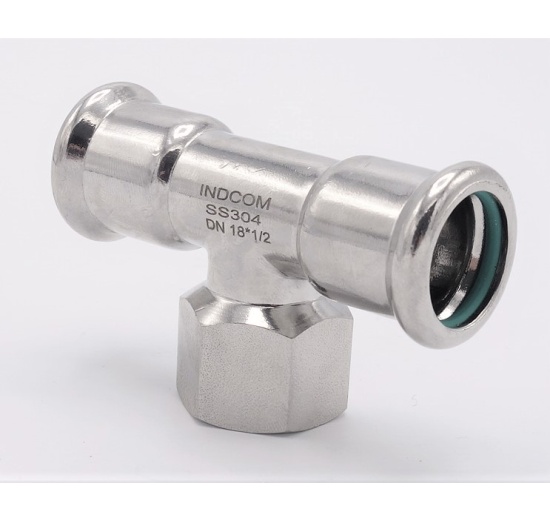 T-kus, nerezový,lisovací F/F(závit vnitřní)/F 18_1/2"_18