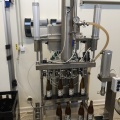 Semi-automatic, movable filling line for bottling beverage in bottles
