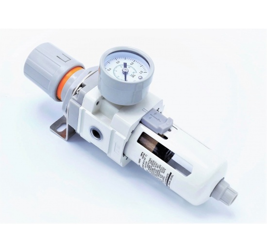 Filter with pressure reducing valve and a protective basket