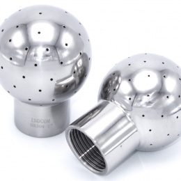 Fixed cleaning ball, threaded, stainless steel, for use in beverage production, for cleaning of tanks, containers