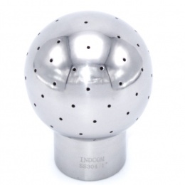 Fixed cleaning ball, threaded, stainless steel, for use in beverage production, for cleaning of tanks, containers