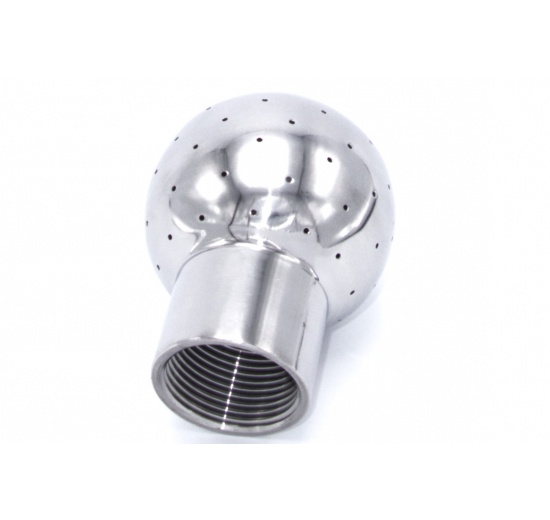 Fixed cleaning ball, threaded, stainless steel, for use in beverage production, for cleaning of tanks, containers