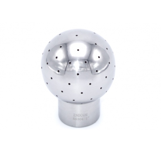 Fixed cleaning ball, threaded, stainless steel, for use in beverage production, for cleaning of tanks, containers