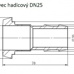 hadicový nástavec s kuželovým hrdlem DN25 rozměry
