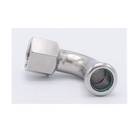 Koleno 90°, lisovací, F/závit vnitřní 15 mm_1/2", nerez