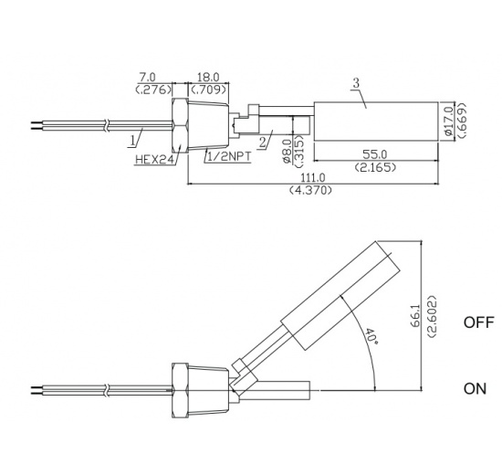 Magnetic float level sensor
