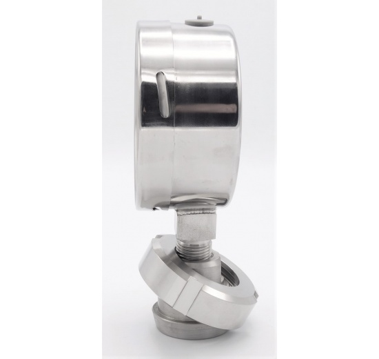 manometer with separating membrane, union DIN 11851, dial 100 mm, Nut DN32 0-10 bar