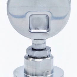 manometr s oddělovací membránou, rozsah měření 0-2.5 bar, clamp límeček 64 mm, číselník tlakoměru 63 mm