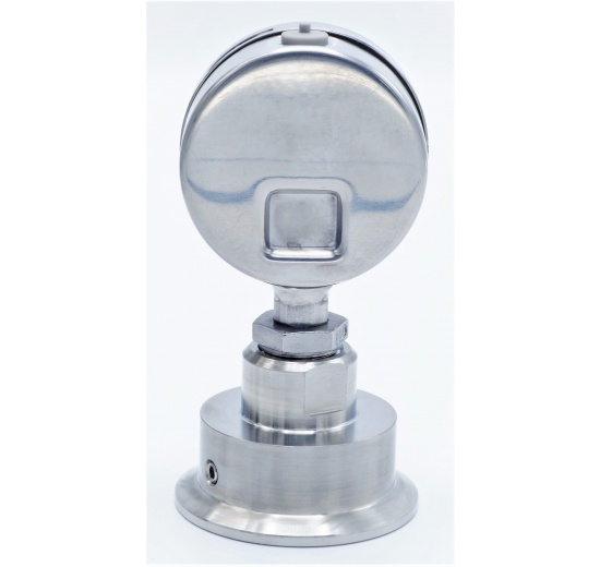 manometr s oddělovací membránou, rozsah měření 0-4 bary, clamp límeček 64 mm, číselník tlakoměru 63 mm