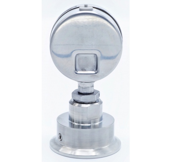 manometr s oddělovací membránou, rozsah měření 0-6 bar, clamp límeček 64 mm, číselník tlakoměru 63 mm