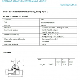 Manually operated diaphragm valves, clamp type C-C
