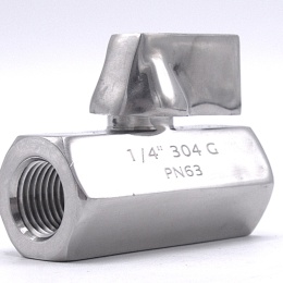 MINI nerezový kulový kohout s redukovaným průtokem, jednodílný, závitový, nerez páčka | 1/4” stainless steel lever