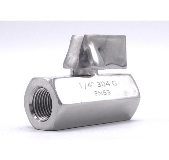 MINI nerezový kulový kohout s redukovaným průtokem, jednodílný, závitový, nerez páčka | 1/4” stainless steel lever