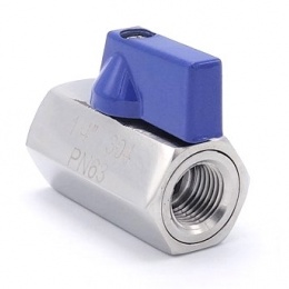 MINI Stainless Steel Ball Valve With Reduced Flow, One-piece, Threaded 1/4”