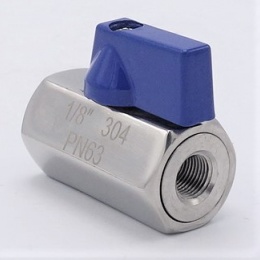 MINI Stainless Steel Ball Valve With Reduced Flow, One-piece, Threaded, stainless steel AISI304