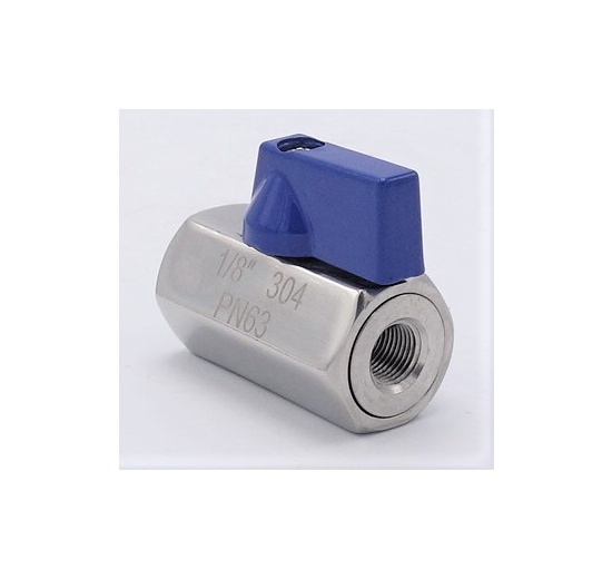 MINI Stainless Steel Ball Valve With Reduced Flow, One-piece, Threaded, stainless steel AISI304