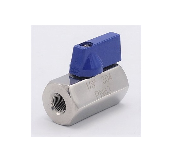 MINI Stainless Steel Ball Valve With Reduced Flow, One-piece, Threaded, stainless steel AISI304